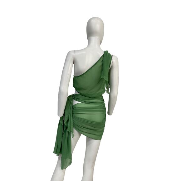 Tularosa 'Ina' Green Polyester Mini Wrap Dress Size M - Picture 3 of 5